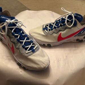 Nike Men's Athletic Shoes White Blue Red React